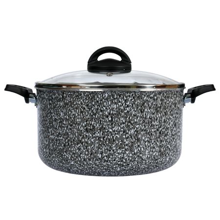 Cacerola 24 Cm Antiadherente Tapa Vidrio Templada Pedra Gris Aston