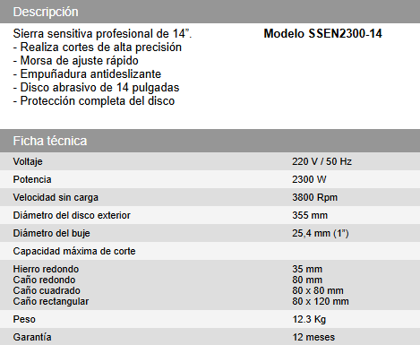 Sierra sensitiva de 14" MOD SSEN2300-14 DAIHATSU - Vista 3