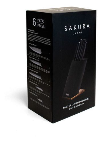 Taco De Cuchillos Sakura 6 Piezas Edge Collection Clásico Negro - Vista 4