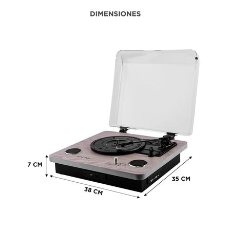 Tocadiscos Gadnic Madera Bluetooth Portátil 3 Velocidades FM USB Aux-In SD