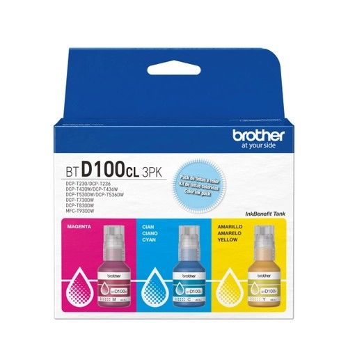 Botella de Tinta Brother BTD100 Pack de 3 Colores - Vista 1