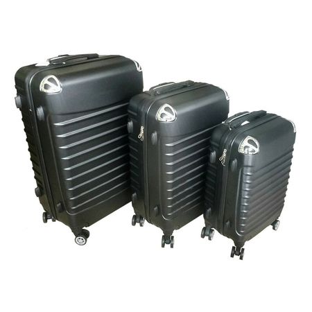 Set 3 Valijas Rigidas Premium De Viaje 8 Ruedas Color Negro Negro Tm 61901 Black