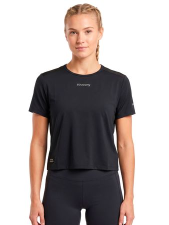 Remera Saucony Triumph Crop Mujer Running Negro