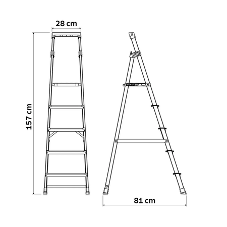 escalera aluminio 5 escalones tramontina traba seguridad azul 40000/005