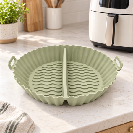 Molde Silicona Doble Air Fryer Horno 18 cm Con Divisor Verde