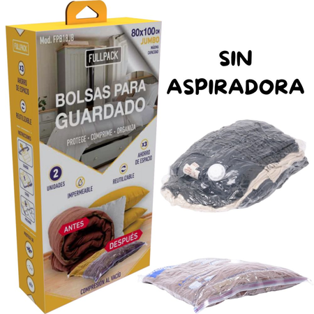 Bolsa Al Vacio X2 Guarda Ropa Organizador Viaje Hogar 80X100