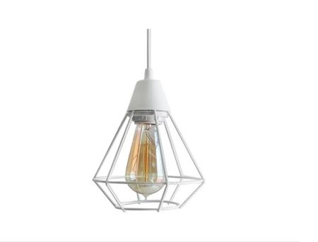 Colgante Jaula Diamante Deco Vintage 1 Luz E27 Apto Led Blanco