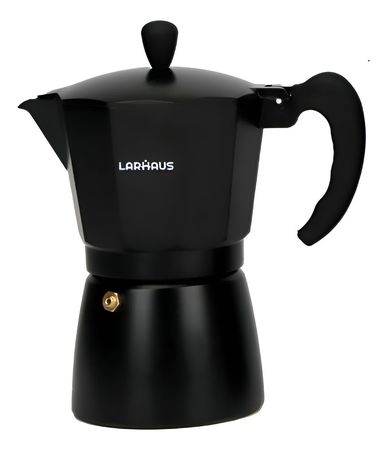 Cafetera Italiana Clásica Aluminio Larhaus 6 Pocillos Negro