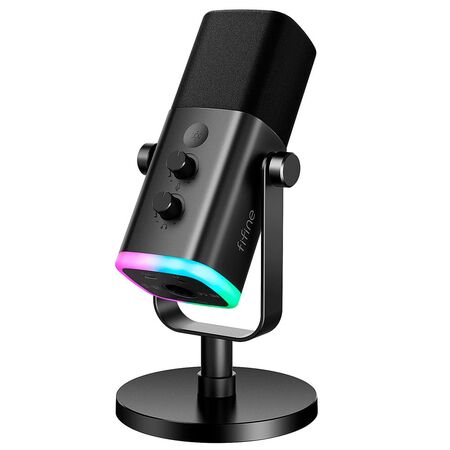 Microfono Gamer Fifine AM8 USB XLR Cardioide RGB Cancelacion Ruido
