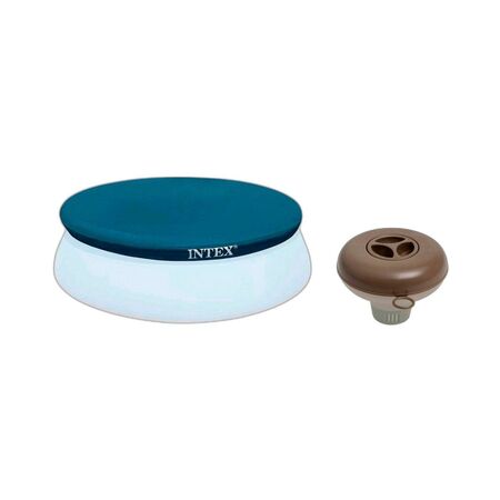 Combo Cobertor Pileta Intex 366cm + Boya Flotante Cloro
