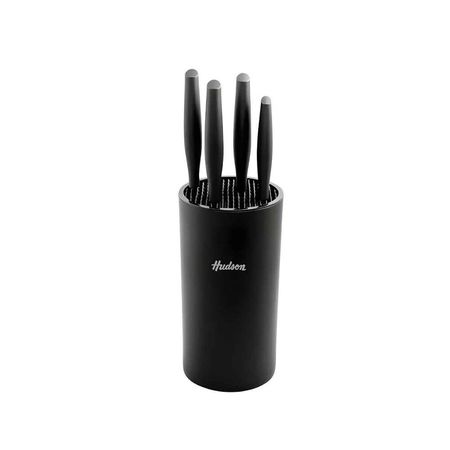 Set Cuchillos Acero Inoxidable Basic x4 Holder Negro Hudson