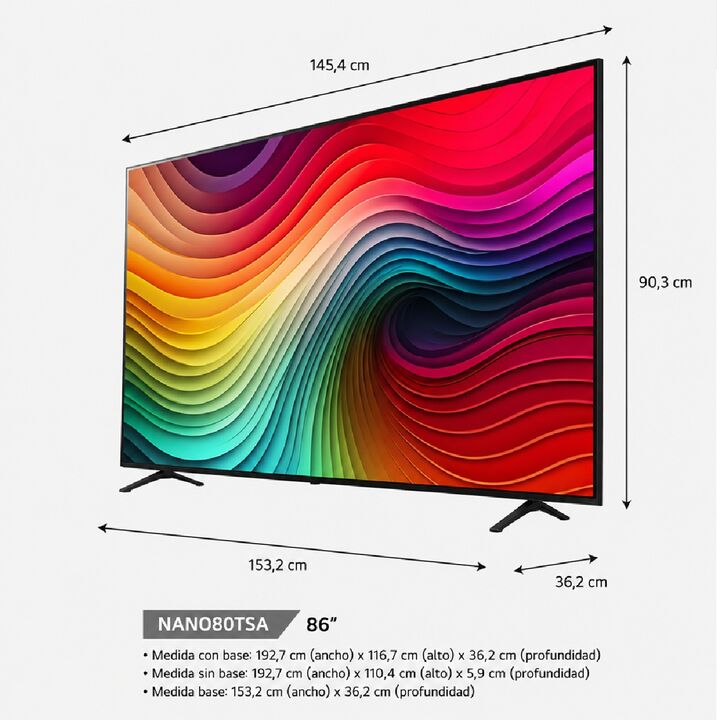 Smart Tv LG 86" 86NANO80TSA AI Nanocell 4K webOS - Vista 2