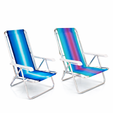 Combo x2 Silla Reclinable 8 Posic Aluminio C/Surtidos Mor