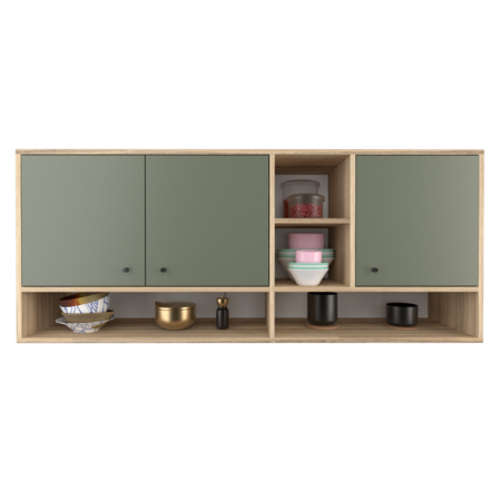 ALACENA MODERNA DE 140 CM VERDE SAFARI 3 PUERTAS JOUMELA