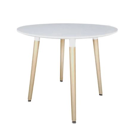 Mesa Redonda Eames 0.90 Mts Unican Blanco y Roble