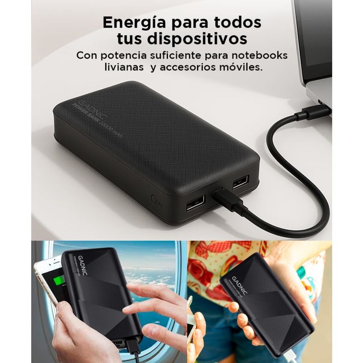Cargador Portátil Gadnic Energy Power 22000 mAh 2 USB Carga Rápida - Vista 4