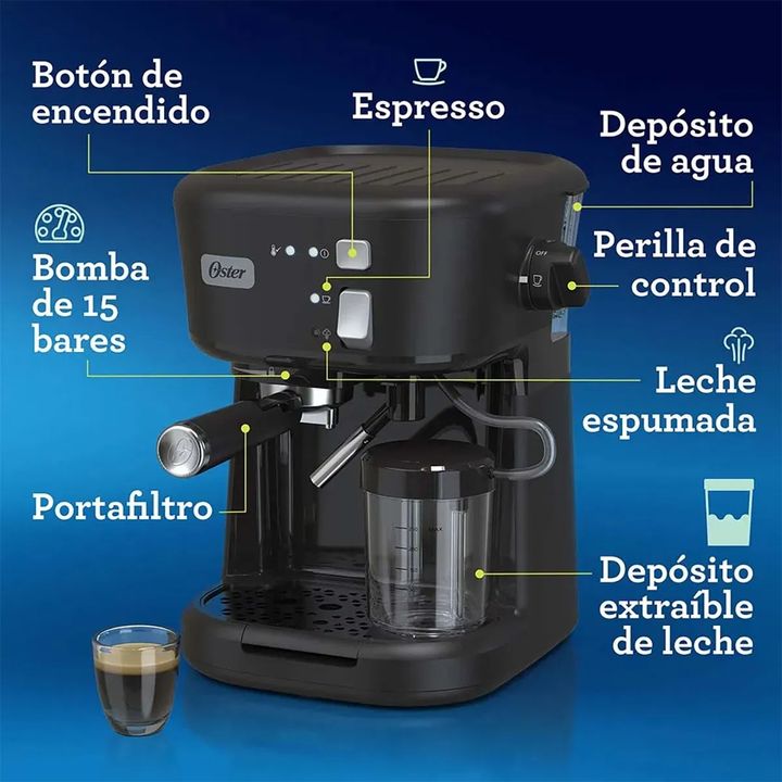 Cafetera Oster BVSTEM5501B Negro Espresso - Vista 7