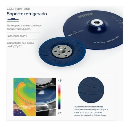 Soporte Bremen para Disco de Fibra 180 Milimetros Refrigerado