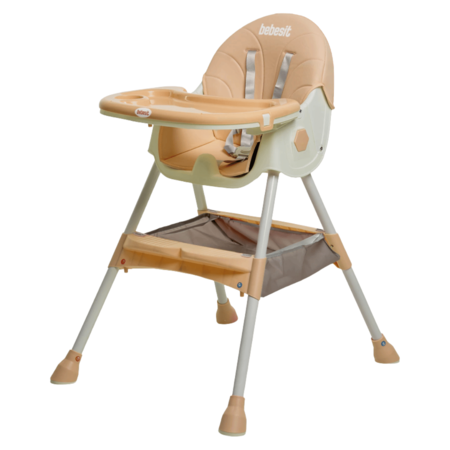 Silla de Comer Bebesit Beige 4en1 (alta, baja, mecedora, c/ruedas) 6651-A