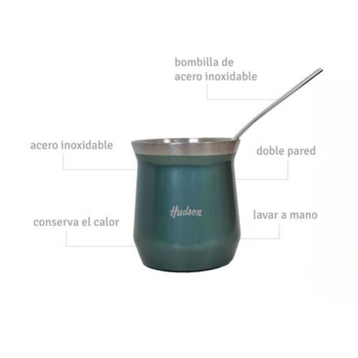 Set En Caja Mate/Bombilla Hudson Vaso Acero VERDE - Vista 2
