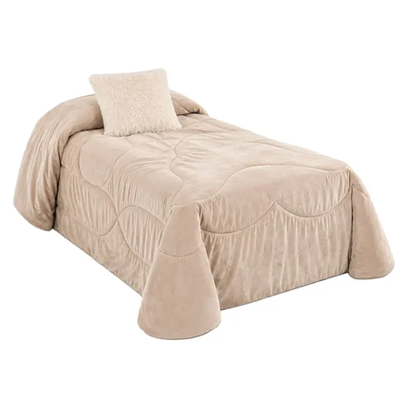 Acolchado Corderito Fp Home Liso 1 Plaza Y Media Beige