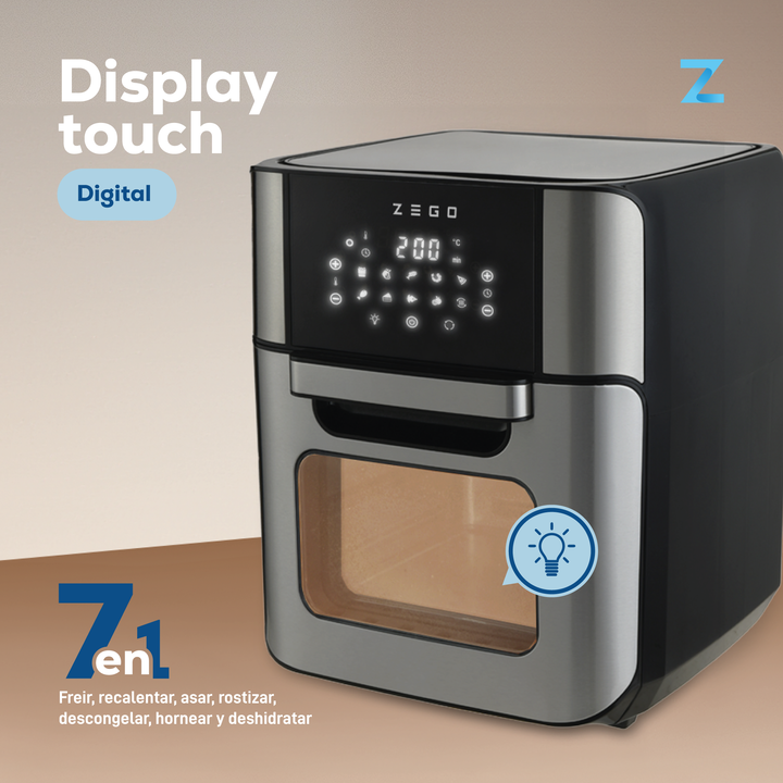 Freidora De Aire Horno Zego 12lts 1800w Digital Cventana - Vista 3