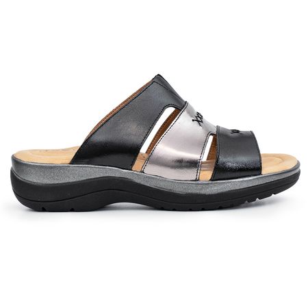 CHINELA TALIA NEGRA Y PLATA