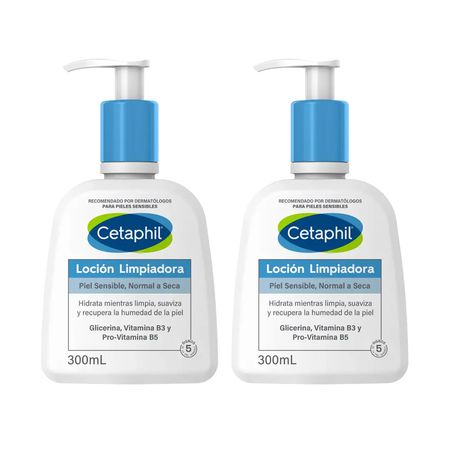 Set Cetaphil Locion Limpiadora Facial Piel Sensible 300Ml X2