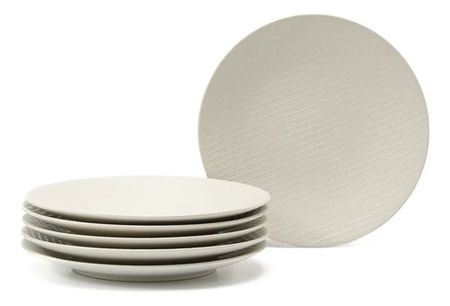 Set 6 Platos Postre Kiki 20.5cm Off White Porcelana Vajilla Beige