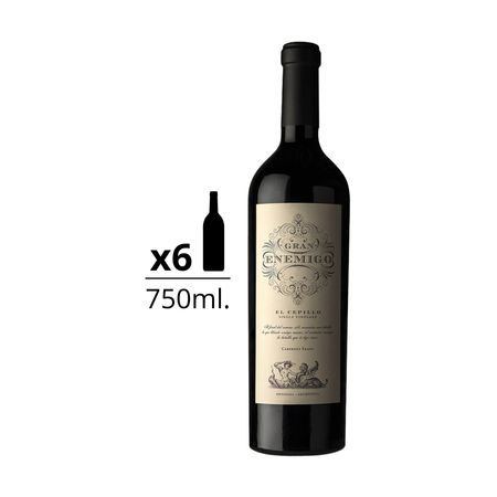 Vino Tinto El Gran Enemigo Cepillo Single Vineyard Cabernet Franc Malbec Caja x 6
