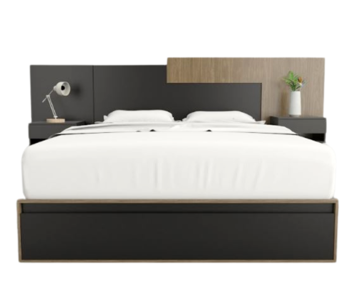 Base Cama Box Linea Minimal 1.60m 4 Cajones Con 1 Puerta 6443 Nogal/Negro Tables - Vista 11