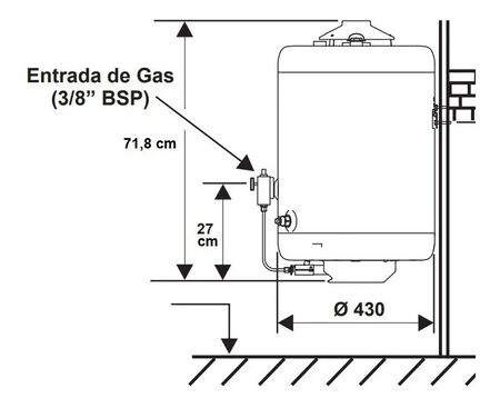 Termotanque Populi 45 Lts Gas Colgar Conexión Superior 