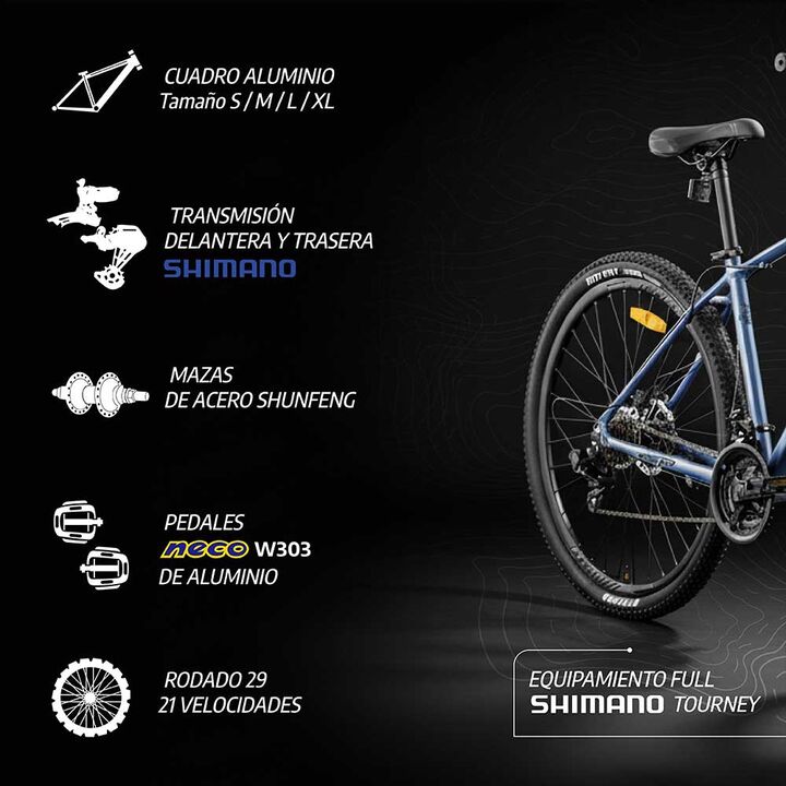 Bicicleta Mtb Overtech Fortis R29 Aluminio Full Shimano Freno Disco - Vista 15