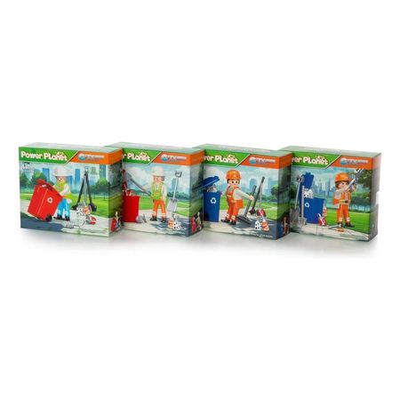 Power Planet City Figuras Muñeco Escenario de Limpieza Juguete