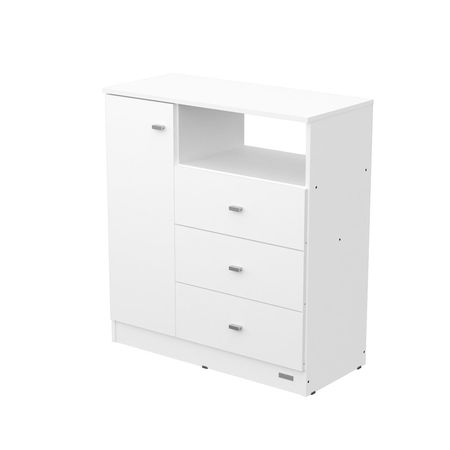 CÓMODA MOSCONI 1 PUERTA 3 CAJONES ESTANTE DAKAR ZERO MELAMINA 56853 COLOR BLANCO