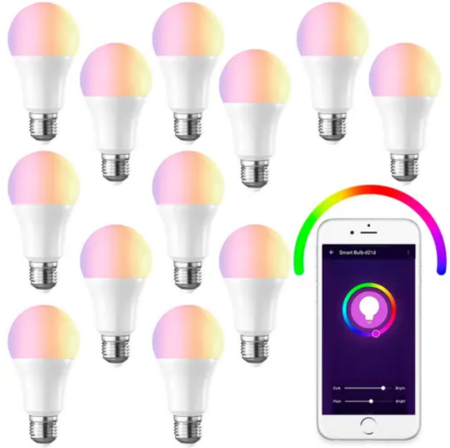 Kit x12 Lámpara Led Smart Inteligente RGB 9W Wifi