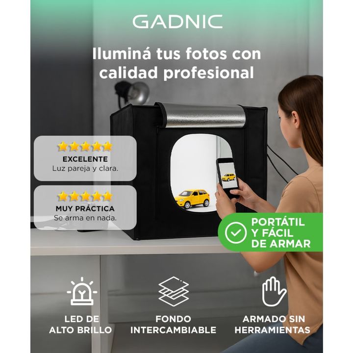 Caja De Luz Para Fotografía Profesional Portátil Gadnic 50 x 50 + Bolso - Vista 2
