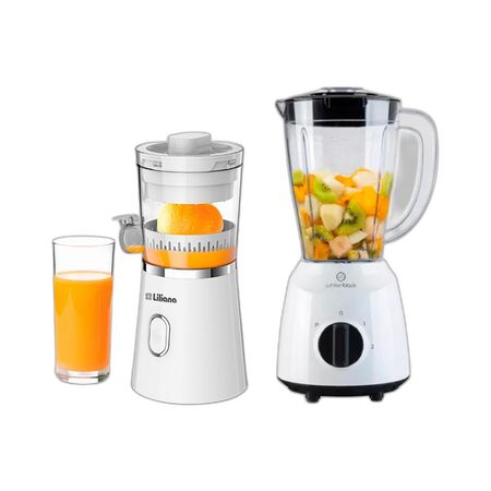 Combo Exprimidor Liliana 130W 300ml + Licuadora Whitenblack 1.5L 400W