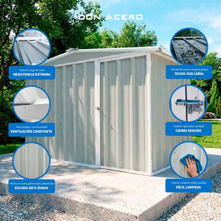Armario Deposito Galpon de jardin Casi 3x2x2 Gris DON ACERO - Vista 5