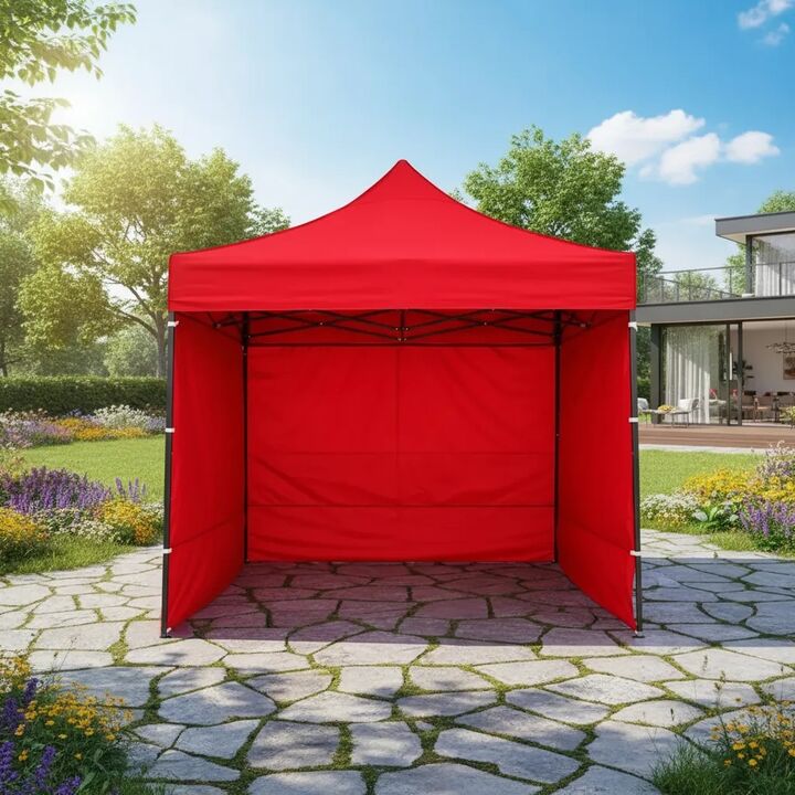 Gazebo Plegable C/ Pared 3x3m Black Jack Gaze02 Oxford 1080d Rojo - Vista 3