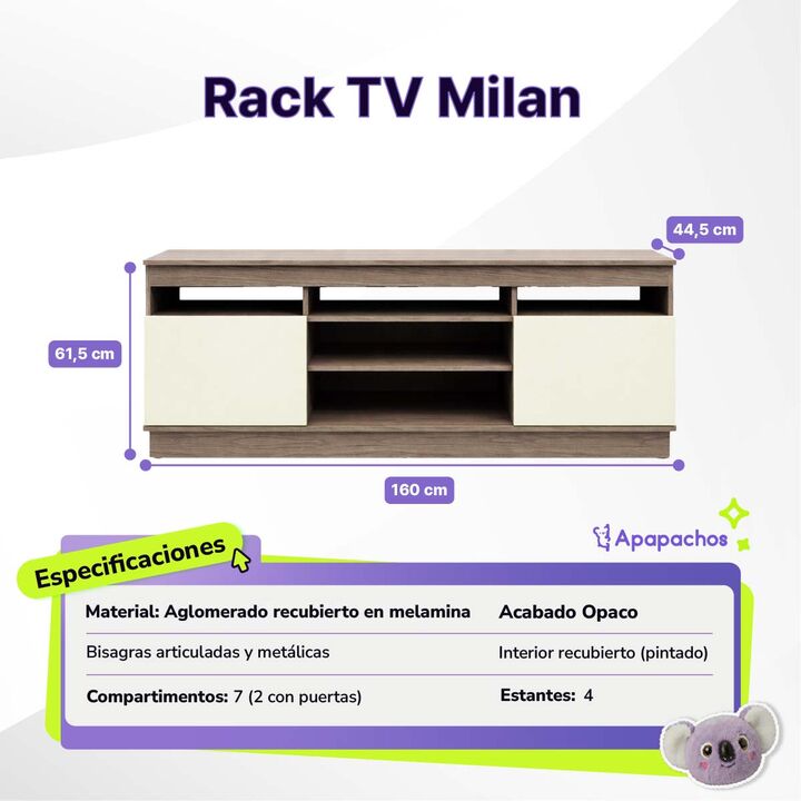Combo de Entretenimiento Milan Rack y Panel Flotante para TV Golden Oregon - Vista 4
