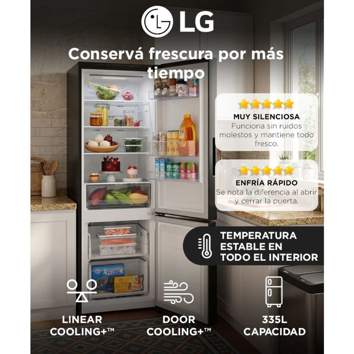 Heladera LG VB33BPM Bottom Freezer 335Lts Door Cooling Smart Inverter - Vista 2