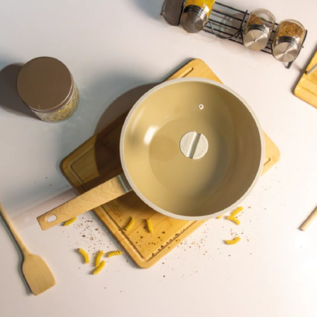 Wok 28 Cm Antiadherente Cerámico Inducción Hudson Harmony Crema