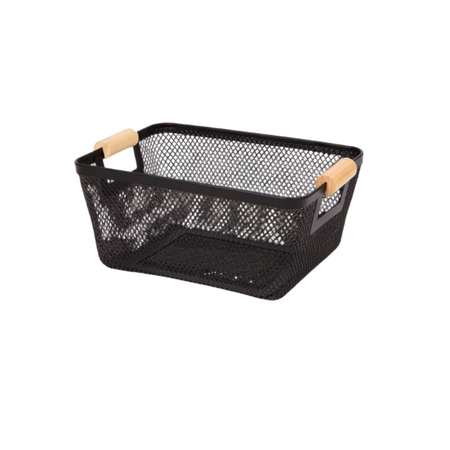 Organizador Canasto Cesto Alacena Cocina Metal Madera 30x21