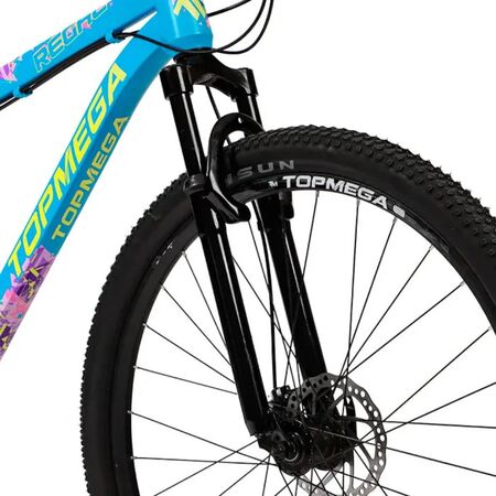 Bicicleta Mountain Bike Topmega Regal R29 Aluminio Celeste/Amarillo/Rosa Talle M