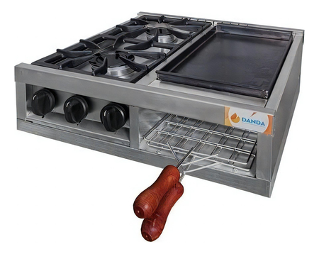 Anafe Multiple 2 Hornallas Carlitera Plancha Danda Sin Base Plateado