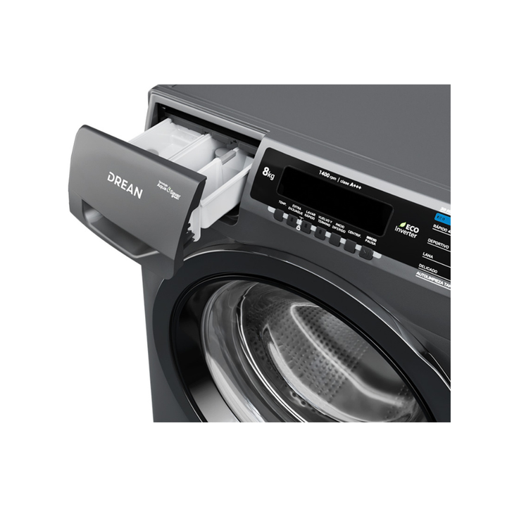 Lavarropas Drean 8Kg 1400RPM Ecoinverter Carga Frontal LCFDR0814SG0 Gris - Vista 3