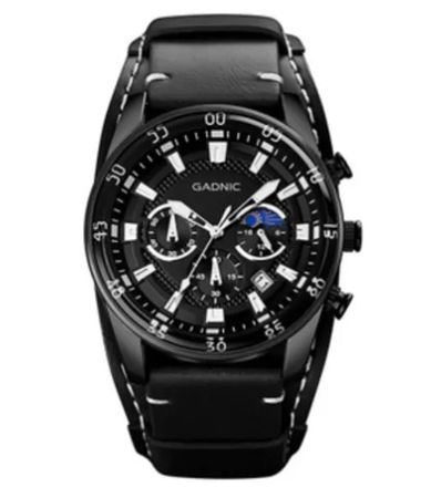 Reloj De Cuarzo Negro Gadnic Elegante Resistente Al Agua 30m