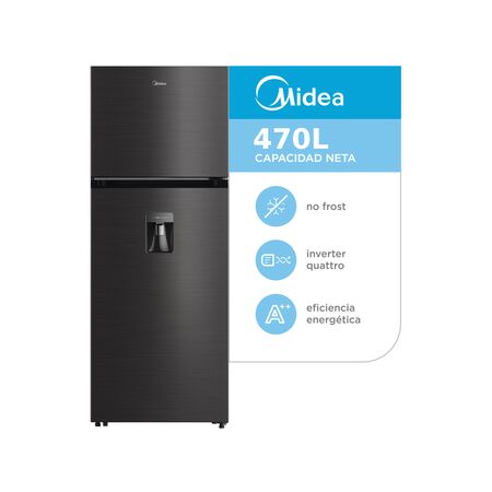 Heladera Inverter Midea Black Top Mount  470 L