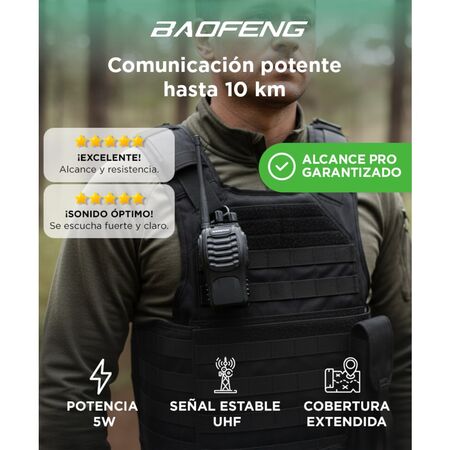 Handy Baofeng BF-888S 5w 16CH UHF Hasta 10km + 2 Baterías y Manos Libres